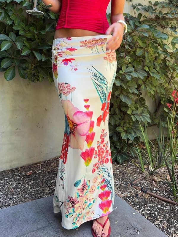 Casual Ruched Peach Hip Fashion Stretch Streetwear Print Skirts - Image 8