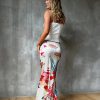 Casual Ruched Peach Hip Fashion Stretch Streetwear Print Skirts - Image 4