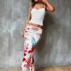 Casual Ruched Peach Hip Fashion Stretch Streetwear Print Skirts