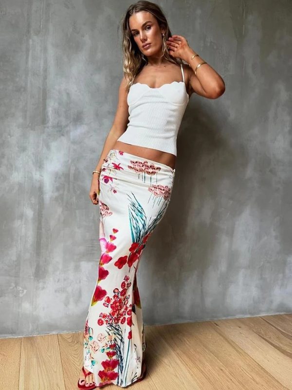 Casual Ruched Peach Hip Fashion Stretch Streetwear Print Skirts