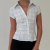 Casual Short Sleeve Plaid Button Down Shirt - Image 2