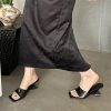 Classic Square Toe Design Concise Wedges High Heels Slippers - Image 5