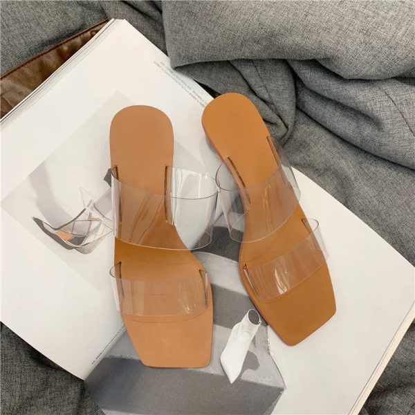 Crystal Ball Design Low Heel Fashion PVC Transparent  Peep Toe Sandals - Image 3