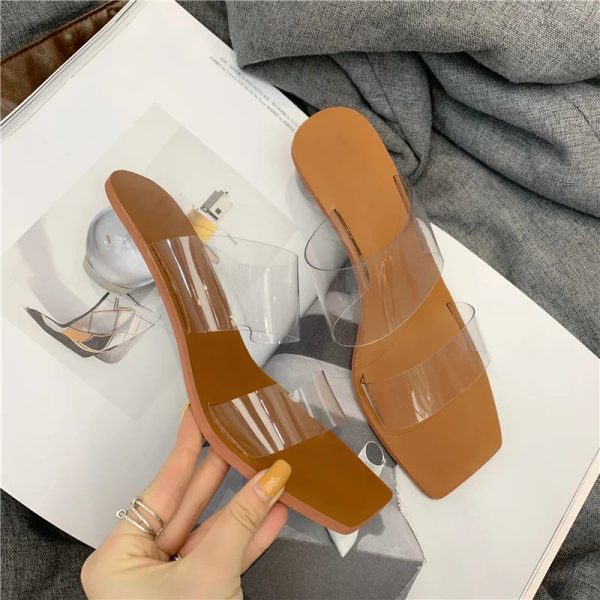 Crystal Ball Design Low Heel Fashion PVC Transparent  Peep Toe Sandals - Image 4