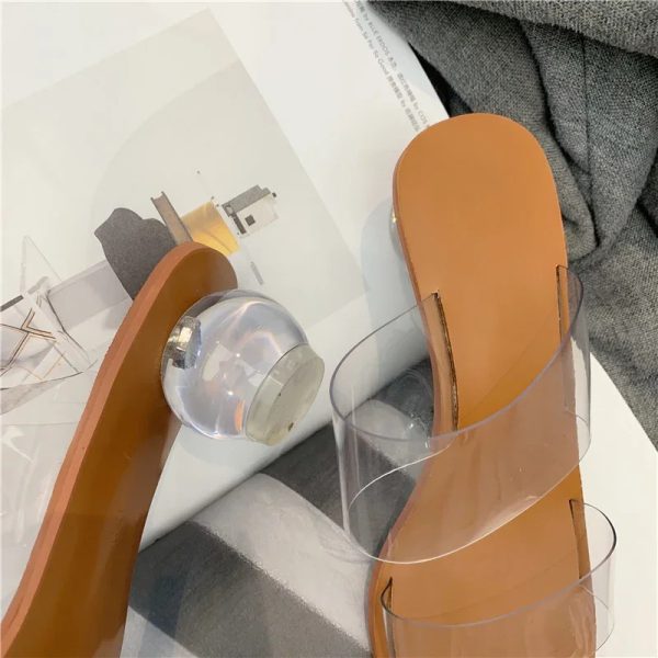 Crystal Ball Design Low Heel Fashion PVC Transparent  Peep Toe Sandals - Image 5