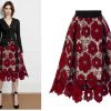 Elegant A-Line Hollow Out  Elastic Waist Boho Lace Skirt