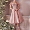 Elegant A-Line Tea-Length Sweetheart Neck Lace Party Dresses
