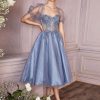 Elegant A-Line Tea-Length Sweetheart Neck Lace Party Dresses - Image 4