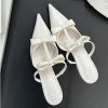 Elegant Butterfly-Knot Fashion Patent Leather Pointed Toe Thin High Heels Slippers - Image 3