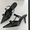 Elegant Butterfly-Knot Fashion Patent Leather Pointed Toe Thin High Heels Slippers - Image 6