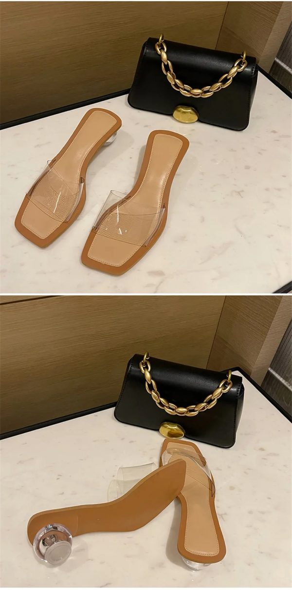 Elegant Crystal Round Ball Peep Toe Heels Sandal - Image 2