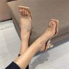 Elegant Crystal Strange Style Clear Heel Square Toe  Slides Shoes - Image 5