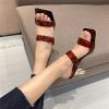 Elegant Crystal Strange Style Clear Heel Square Toe  Slides Shoes - Image 6