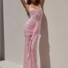 Elegant Halter Neck Lace Fashion High-Slit Maxi Dress - Image 4