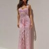 Elegant Halter Neck Lace Fashion High-Slit Maxi Dress - Image 2