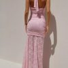 Elegant Halter Neck Lace Fashion High-Slit Maxi Dress - Image 3