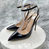 Elegant Leather Stiletto Pointed Toe Straps Cross Lace-up Thin Heel Pumps - Image 6