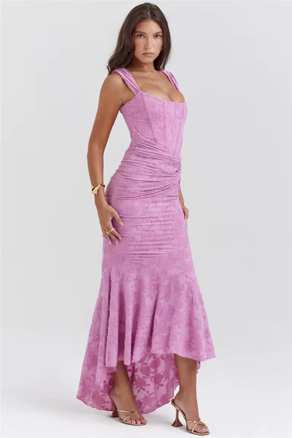 Elegant Off-shoulder Backless Sleeveless Fashion Strapless Ruched Bodycon Dress - Image 5