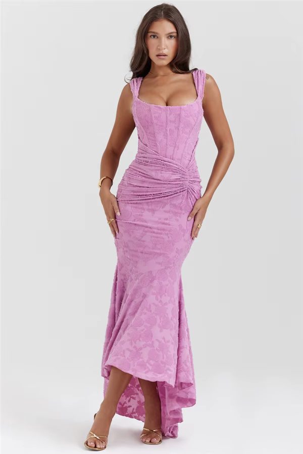 Elegant Off-shoulder Backless Sleeveless Fashion Strapless Ruched Bodycon Dress - Image 6