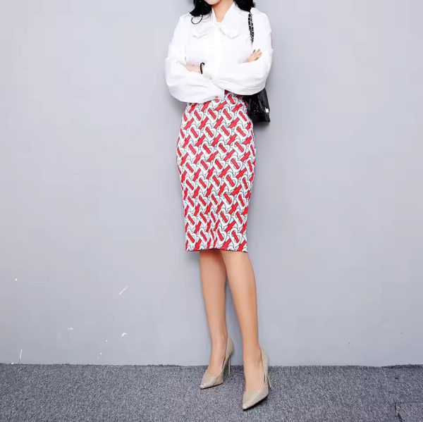 Elegant Print Slim High Waist Pencil Skirt for Sophisticated Fashion