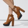 Elegant Punk Buckle strap Hollow Out Peep Toe High Heel Ankle Boots - Image 9