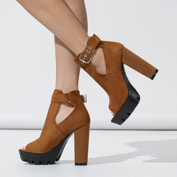 Elegant Punk Buckle strap Hollow Out Peep Toe High Heel Ankle Boots - Image 9