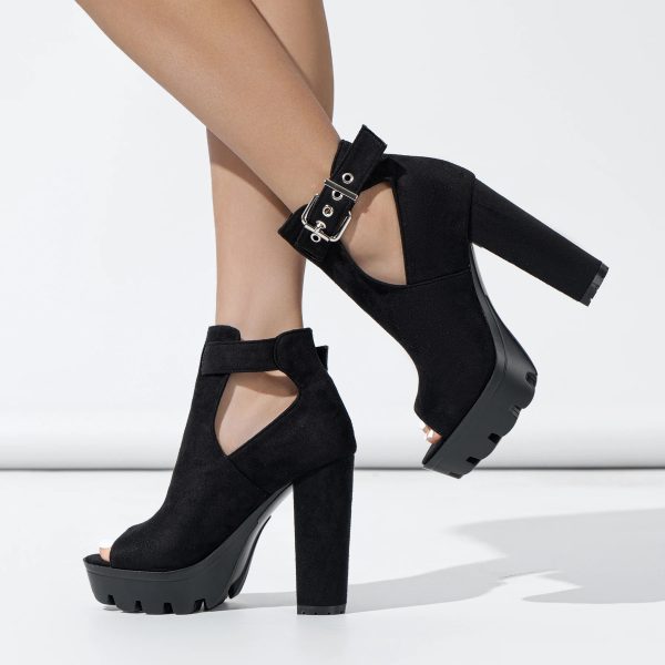 Elegant Punk Buckle strap Hollow Out Peep Toe High Heel Ankle Boots - Image 5