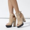 Elegant Punk Buckle strap Hollow Out Peep Toe High Heel Ankle Boots - Image 2