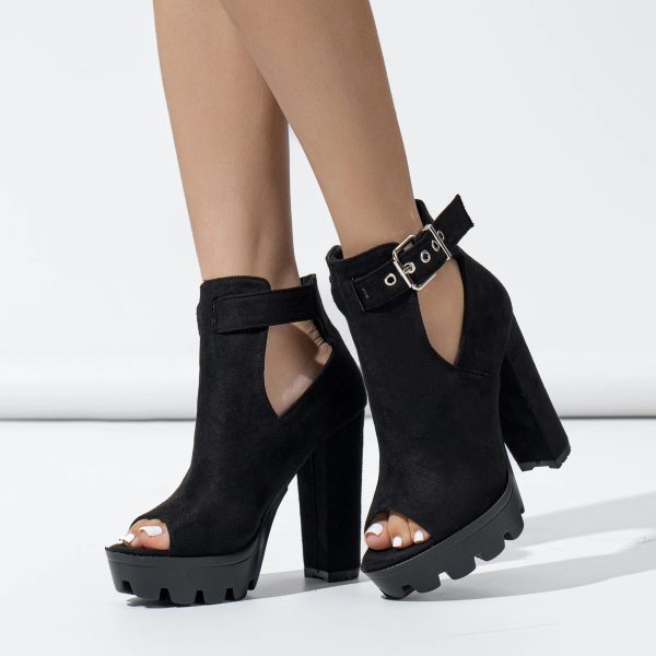 Elegant Punk Buckle strap Hollow Out Peep Toe High Heel Ankle Boots - Image 4