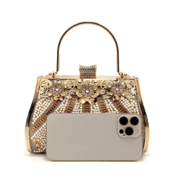 Elegant Rhinestones Beading Fashion Pearl Diamonds Glitter Clutch Bags - Image 5