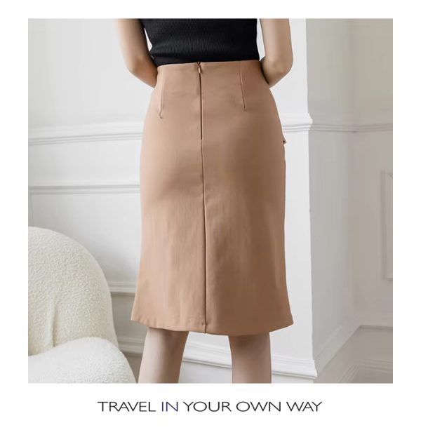 Elegant Ruffles Oversized High Wiast Pencil Korean Bodycon Midi Skirt - Image 4