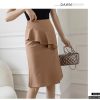 Elegant Ruffles Oversized High Wiast Pencil Korean Bodycon Midi Skirt - Image 5