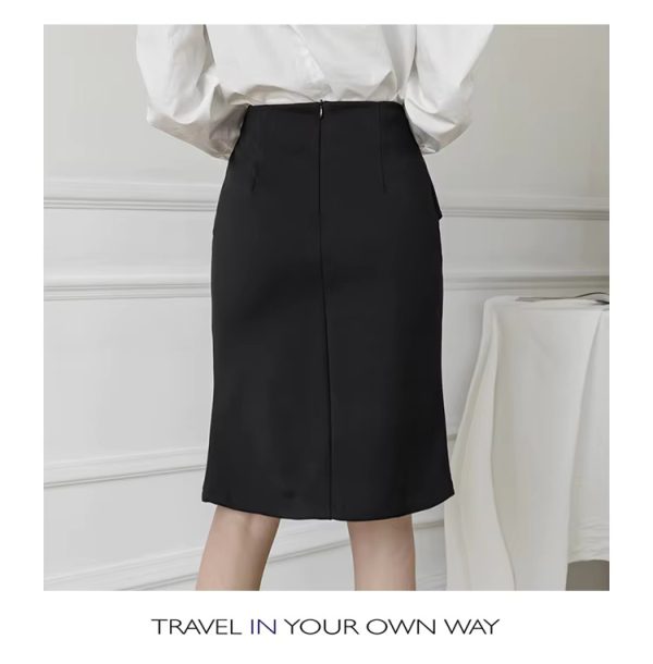 Elegant Ruffles Oversized High Wiast Pencil Korean Bodycon Midi Skirt - Image 6