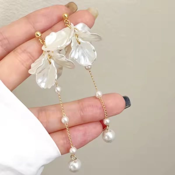 Elegant Temperament Simulated pearl Tassel 925 Silver Needle Earrings - Image 2