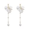 Elegant Temperament Simulated pearl Tassel 925 Silver Needle Earrings - Image 3