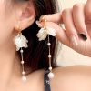 Elegant Temperament Simulated pearl Tassel 925 Silver Needle Earrings