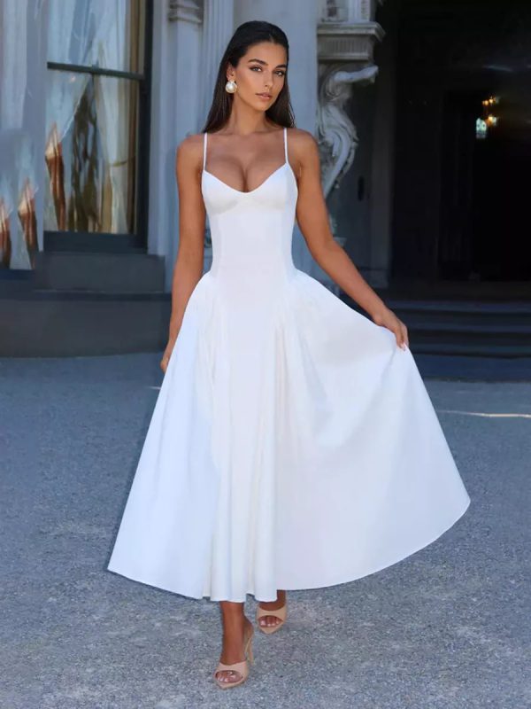 Elegant V-Neck Princess Waistline Long Slip Dress