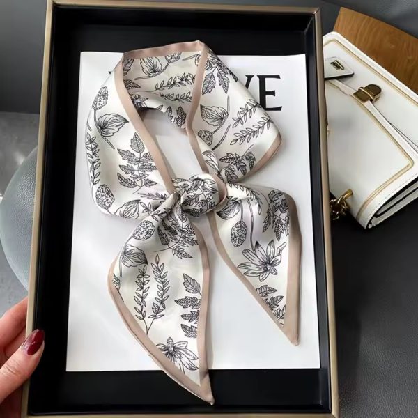 Fashion Print Hair Ribbon Scarf for Women Neck Tie and Bag Accessory