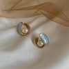 Geometric Design Crystal Circle Stud Earrings
