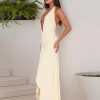 Halter Neck Fashion Deep V-Neck Maxi Party Slit Dress - Image 2
