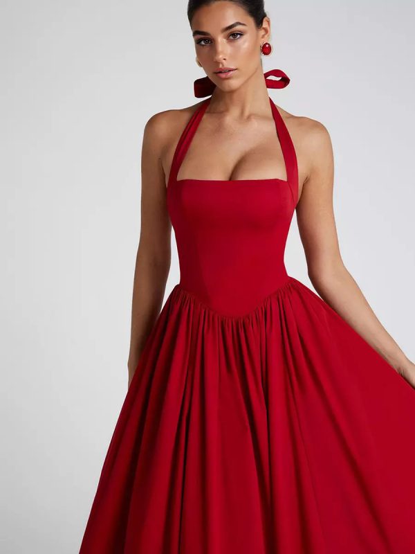 Halter Neck Fashion A-line Party Dress