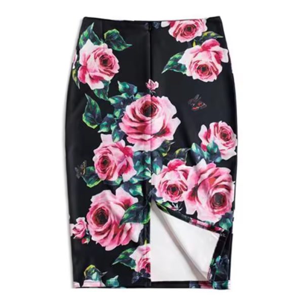 High Waist Elegant Print Slim Midi Pencil Bodycon Skirt - Image 2