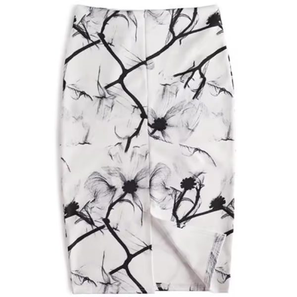 High Waist Printed Slim Midi Pencil Skirt