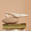 Hollow Stripe Fashion Woven Muller Round Ball Heel Slip-on Pointed Toe Middle Heels Slippers