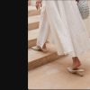 Hollow Stripe Fashion Woven Muller Round Ball Heel Slip-on Pointed Toe Middle Heels Slippers - Image 5