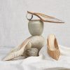 Hollow Stripe Fashion Woven Muller Round Ball Heel Slip-on Pointed Toe Middle Heels Slippers - Image 8