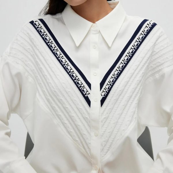 Knitted Patchwork Fashion  Casual Striped Single-Breasted Shirts - Image 3