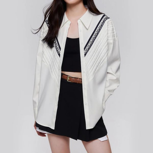 Knitted Patchwork Fashion  Casual Striped Single-Breasted Shirts - Image 4