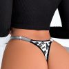 Letter Print G-string Low Rise Silver Satin Shiny Underwear Lingerie - Image 6