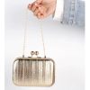 Luxury Gold Pleated Sequins Metal Color Bling Clutch